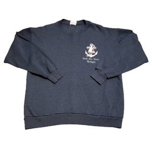 Vintage Tee Jays Michigan Sweater Navy Blue Women's Large L USA Sault St. Marie